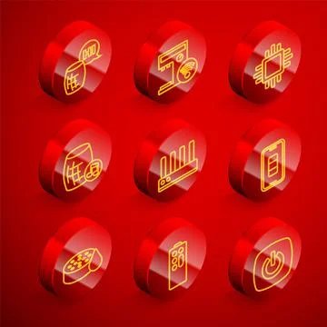 Set line Voice assistant, Smart coffee machine, Processor with CPU, Router and 스톡 일러스트