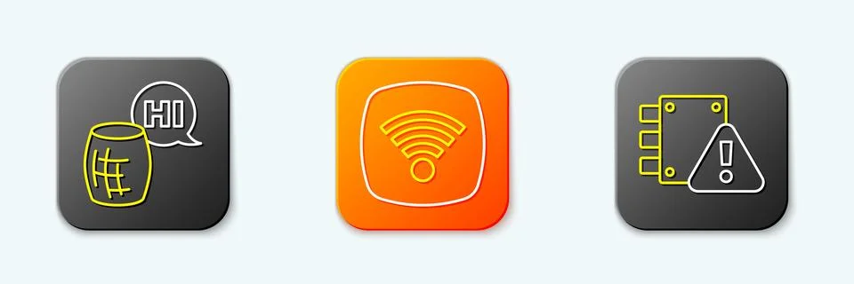 Set line Voice assistant, Wi-Fi wireless internet network and House under p.. Stock Illustration