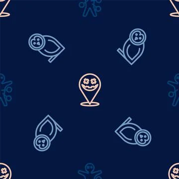 Set line Voodoo doll, Owl bird and Happy Halloween holiday on seamless pattern Ilustración de archivo