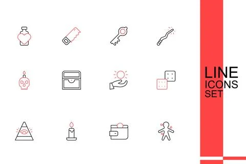 Set line Voodoo doll, Wallet, Burning candle, All-seeing eye of God, Game d.. 스톡 일러스트