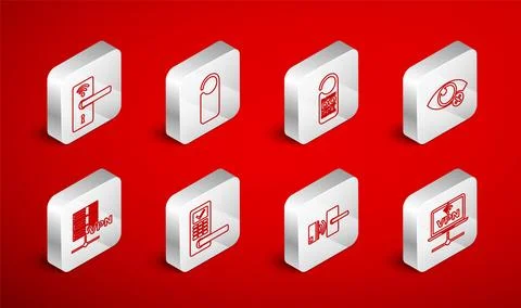 Set line VPN Computer network, Please do not disturb, Invisible hide, Digital Stock Illustration