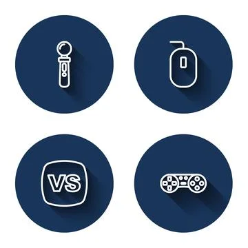 Set line VR controller game, Computer mouse, VS Versus battle and Game or Illustrazione stock