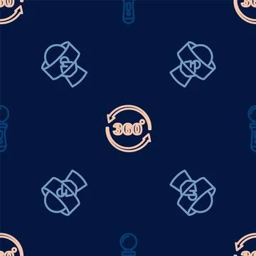 Set line VR controller game, Virtual reality glasses and 360 degree view on Illustrazione stock