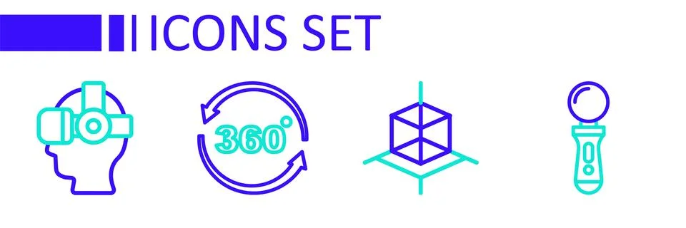 Set line VR controller game, 3d modeling, 360 degree view and Virtual reali.. Stock Illustration