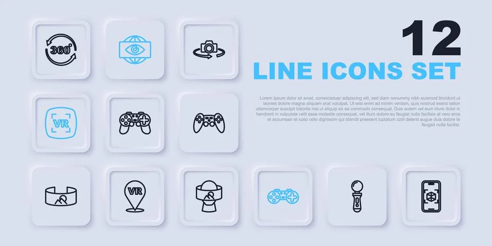 Set line VR controller game, 3d modeling, Gamepad, Virtual reality, Big bro.. Stock Illustration