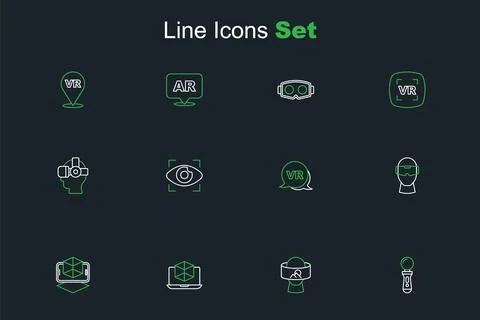 Set line VR controller game, Virtual reality glasses, 3d modeling, Big brot.. Stock Illustration