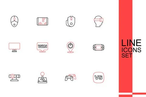 Set line VS Versus battle, Game controller or joystick, Joystick for arcade.. Stock Illustration