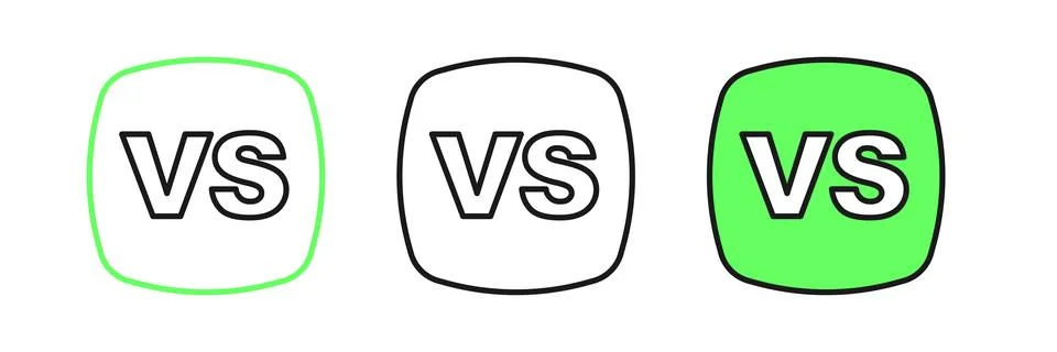 Set line VS Versus battle icon isolated on white background. Competition vs.. Stock Illustration