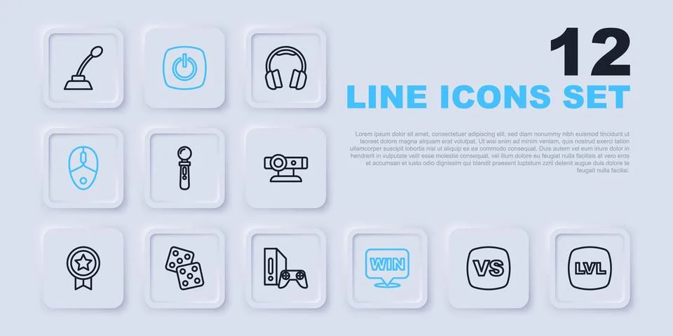 Set line VS Versus battle, Level game, VR controller, Medal, Computer mouse.. 스톡 일러스트