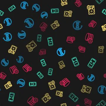 Set line Waiting, Dead mobile, Hard disk drive HDD protection and Setting Stock Illustration