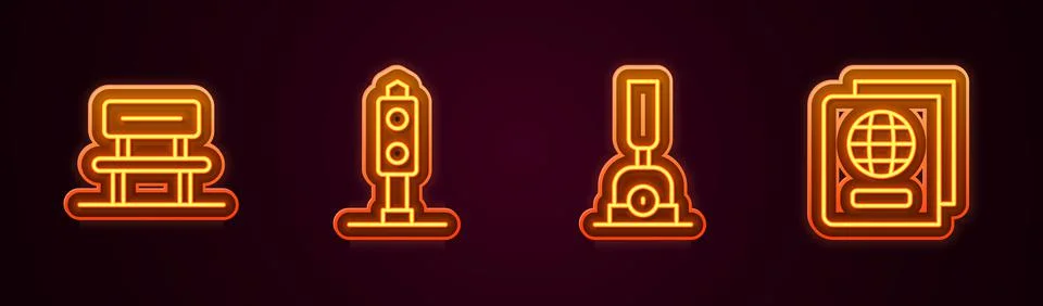 Set line Waiting hall, Train traffic light, Arrow for switching the railway a Stock Illustration