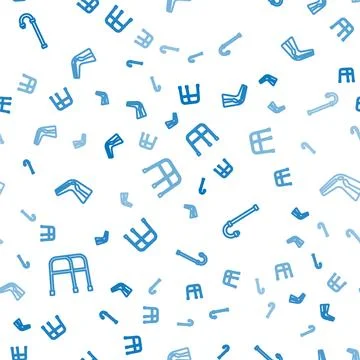 Set line Walker, Walking stick cane and Bone pain on seamless pattern. Vector Stock Illustration