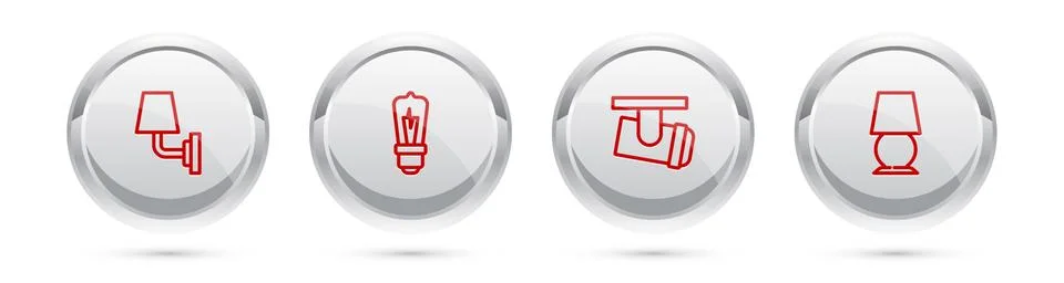 Set line Wall lamp or sconce, Light bulb, Led track lights and lamps and Table Stock Illustration