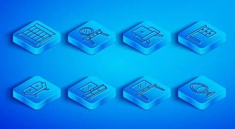 Set line Wardrobe, Dressing table, Armchair, TV stand, Office desk, Sofa and Stock Illustration