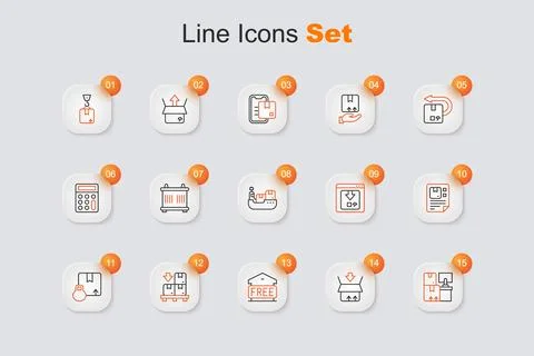 Set line Warehouse with boxes Carton cardboard Free storage Cardboard pallet  Stock Illustration