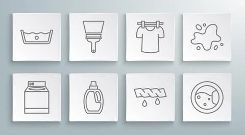 Set line Washer, Rubber cleaner for windows, Bottle cleaning agent, Squeeze.. Stock Illustration