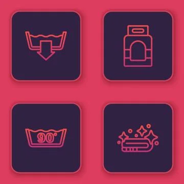 Set line Washing modes, Temperature wash, Laundry detergent and Towel stack イラスト素材