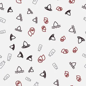 Set line Water drop, Bottle of water and on seamless pattern. Vector イラスト素材