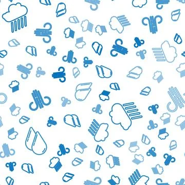 Set line Water drop, Cloud with rain and Wind on seamless pattern. Vector Illustrazione stock