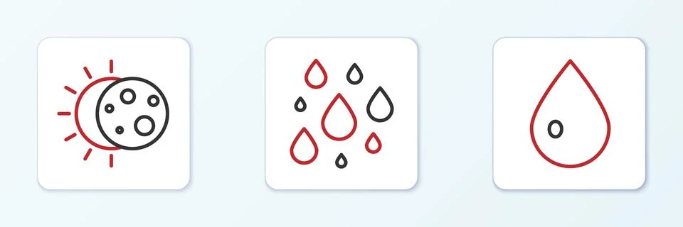 Set line Water drop, Eclipse of the sun and  icon. Vector イラスト素材