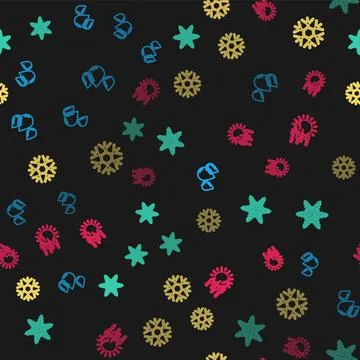 Set line Water drop, Snowflake,  and Fog and sun on seamless pattern. Vector Stock Illustration