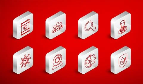 Set line Waterproof, Project team base, Magnifying glass, Scientist and test イラスト素材