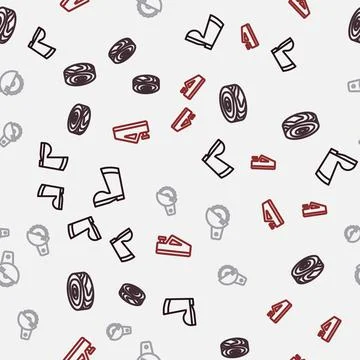 Set line Waterproof rubber boot, Tree rings, Electric circular saw and Wood Stock Illustration