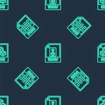 Set line WAV file document, PNG and 3DS on seamless pattern. Vector Stock Illustration