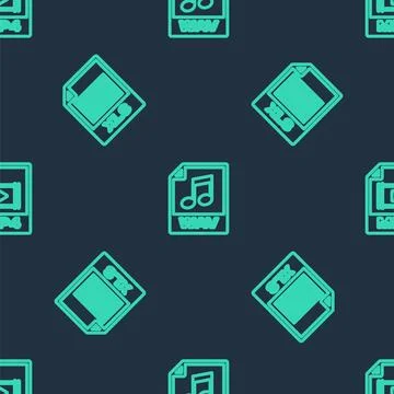 Set line WAV file document, XLS and MP4 on seamless pattern. Vector 库存插图