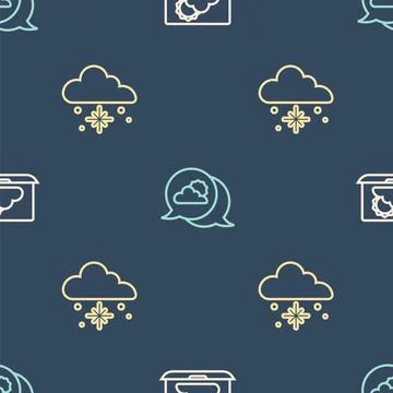 Set line Weather forecast, Cloud with snow and Location cloud on seamless 스톡 일러스트