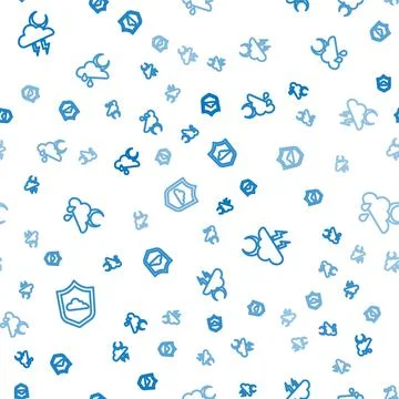 Set line Weather forecast, Storm and Cloud with rain and moon on seamless Illustrazione stock