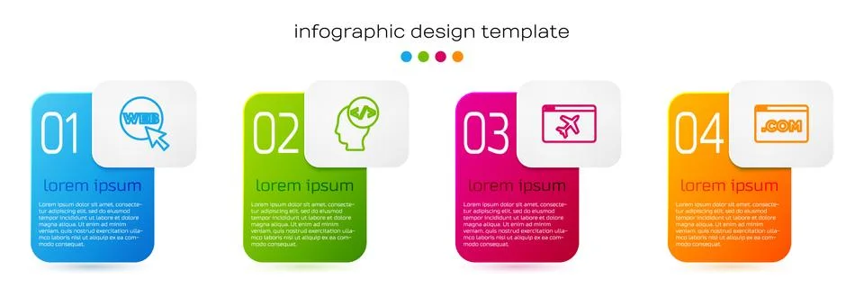 Set line Web and graphic design, Front end development, Website template and UI Stock Illustration