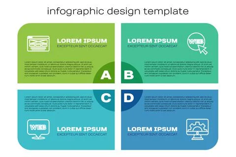 Set line Web and graphic design, UI or UX, development and . Business Stockillustratie