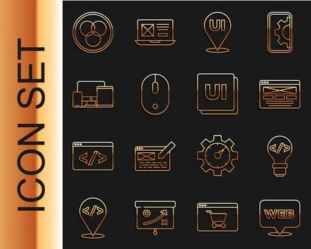 Set line Web and graphic design, Front end development, UI or UX, Computer .. Illustrazione stock