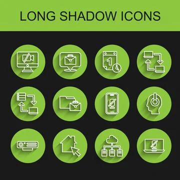 Set line Web camera, Online working, Video Off on computer, Mute microphone Stock Illustration