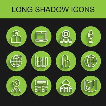 Set line Web camera, Online quiz, test, survey, Student, Cloud or online library Stock Illustration