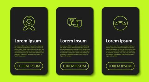 Set line Web camera, Question and Answer and Telephone handset. Business Stock Illustration