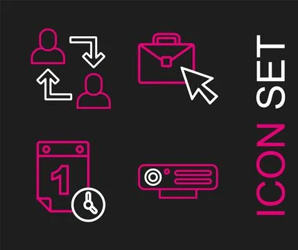 Set line Web camera, Time management, Online working and Project team base .. Stock Illustration