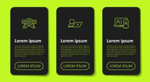 Set line Web camera, Video chat conference and . Business infographic template Stock Illustration