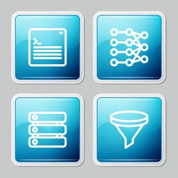 Set line Web developer programming code, Neural network, Server, Data and Fun 스톡 일러스트