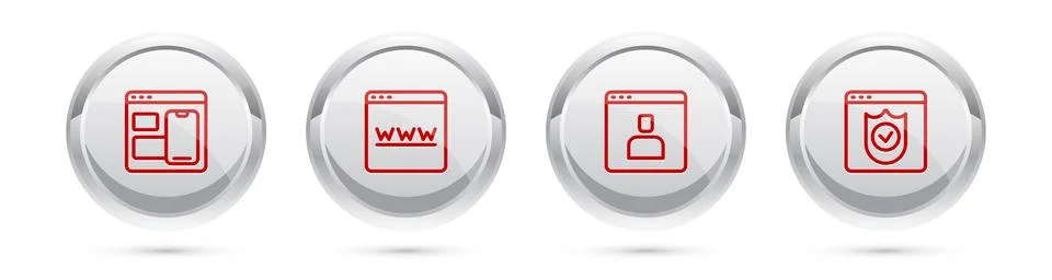 Set line Web developer programming code, Browser window, Create account scree Stock Illustration