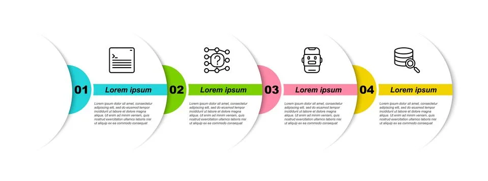 Set line Web developer programming code, Neural network, Chat bot and Serve.. Stock Illustration