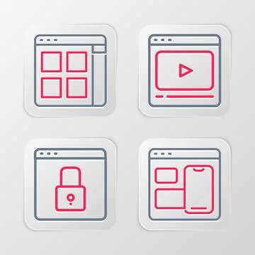 Set line Web developer programming code, Secure your site with HTTPS, SSL, .. Stock Illustration