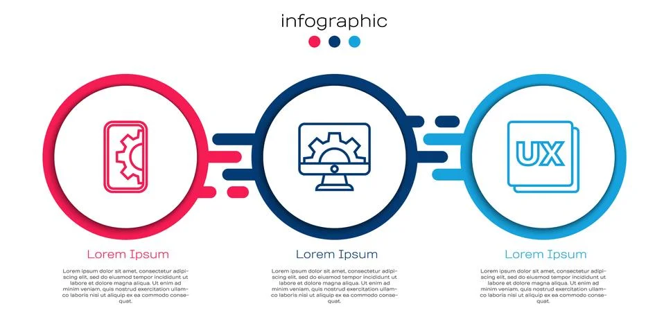 Set line Web development, and UI or UX design. Business infographic template Stock Illustration