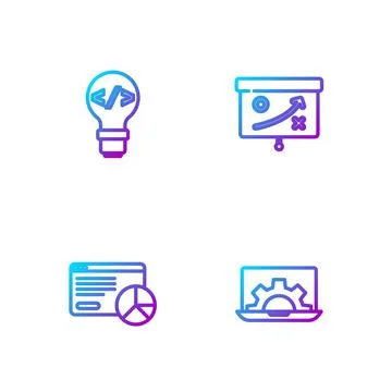 Set line Web development, Website statistic, Front end and Planning strategy Stock Illustration