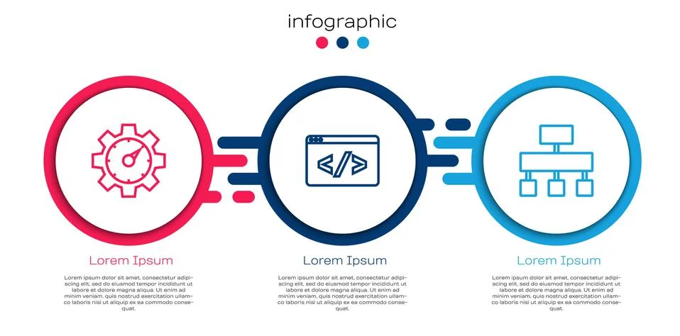 Set line Website statistic, Front end development and Site map. Business Ilustración de archivo