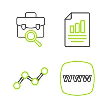 Set line Website template, Graph chart infographic, Document with and Work Illustrazione stock
