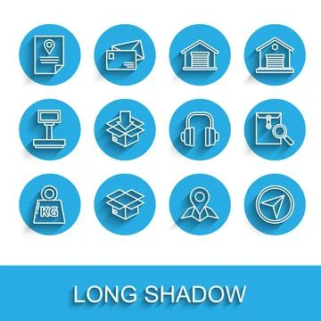 Set line Weight, Document tracking marker system, Placeholder map paper Illustrazione stock