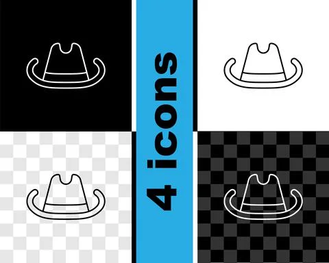 Cowboy Hat Line Icon Isolated On White Stock Illustration