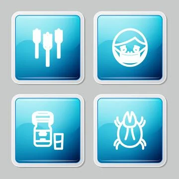 Set line Wheat, Face in protective mask, Can container for milk and Parasite イラスト素材